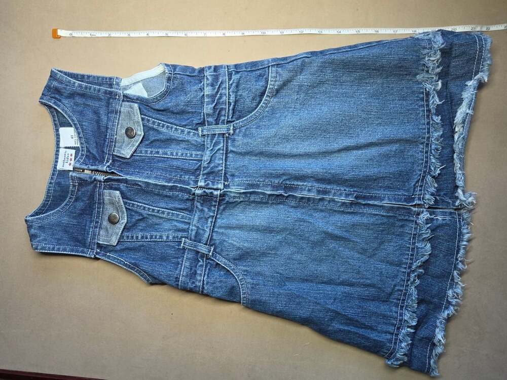 Authentic Kids Denim Sleeveless Zip-Front Dress Size 4T Raw Hem